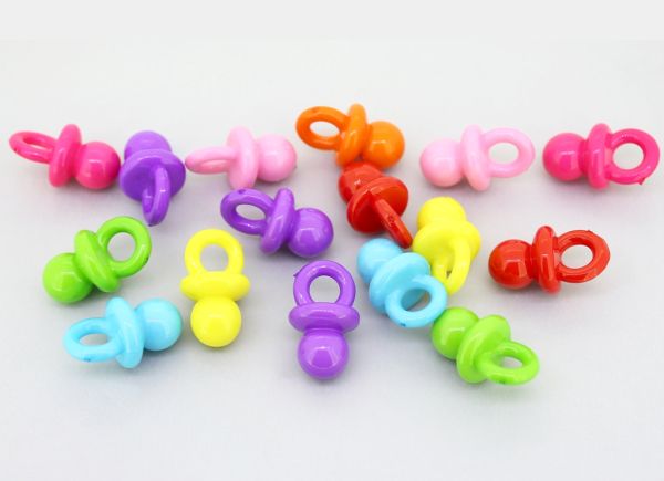 OPAQUE PLASTIC BEADS - PACIFIER - 20x12mm MIX - PACKAGE 500g Hole-5.0mm (500pcs.)