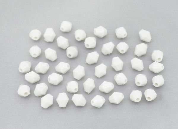 OPAQUE PLASTIC BEADS - BICONES 01 - 6x5mm WHITE С01 - 50g Hole-1.5mm (570pcs.)