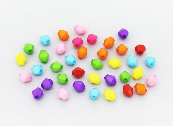 OPAQUE PLASTIC BEADS - BICONES 01 - 6x5mm MIX - 50g Hole-1.5mm (570pcs.)