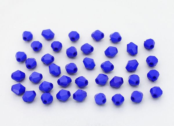 OPAQUE PLASTIC BEADS - BICONES 01 - 6x5mm BLUE С33 - 50g Hole-1.5mm (570pcs.)