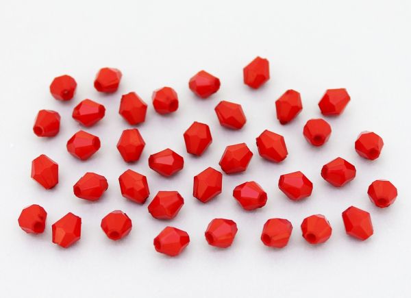 OPAQUE PLASTIC BEADS - BICONES 01 - 6x5mm RED С07 - 50g Hole-1.5mm (570pcs.)