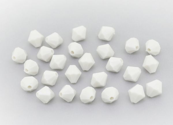 OPAQUE PLASTIC BEADS - BICONES 01 - 8x7.5mm WHITE С01 - 50g Hole-1.8mm (270pcs.)