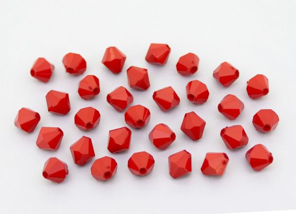 OPAQUE PLASTIC BEADS - BICONES 01 - 8x7.5mm RED С07 - PACKAGE 500g Hole-1.8mm (2700pcs.)