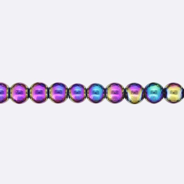 GLASS BEADS ON A STRING UV - BALL - METALLIC - 8mm - RAINBOW - STRING (100 pcs.) Hole-1.3mm