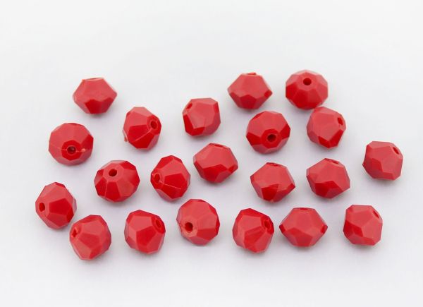 OPAQUE PLASTIC BEADS - BICONES 02 - 8x10mm RED (DARK) С07 - 50g Hole-2.0mm (120pcs.)