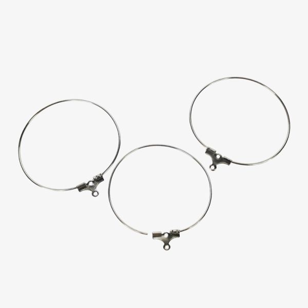 METAL ELEMENTS - CHANDELIER EARRINGS - BEADING HOOP FINDINGS - BRASS - 35mm NICKEL COLOR - PACKAGE 100pcs.