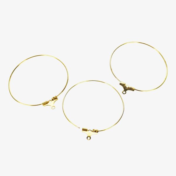 METAL ELEMENTS - CHANDELIER EARRINGS - BEADING HOOP FINDINGS - BRASS - 35mm GOLD COLOR - PACKAGE 100pcs.