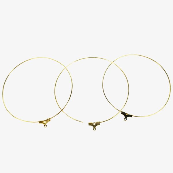 METAL ELEMENTS - CHANDELIER EARRINGS - BEADING HOOP FINDINGS - BRASS - 60mm GOLD COLOR - PACKAGE 100pcs.