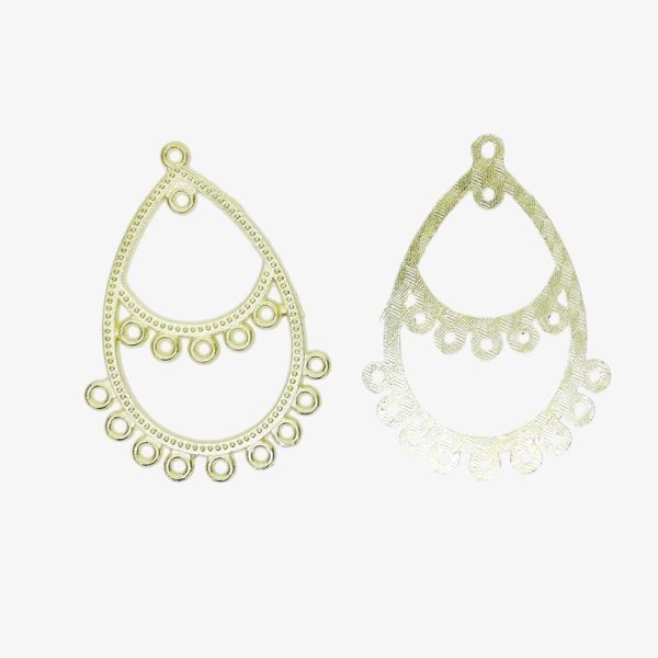 МЕТАЛНИ ЕЛЕМЕНТИ - ОСНОВИ ЗА ОБЕЦИ - КАПКА - 30х42х1.4мм ЗЛАТИСТО - 4 бр.