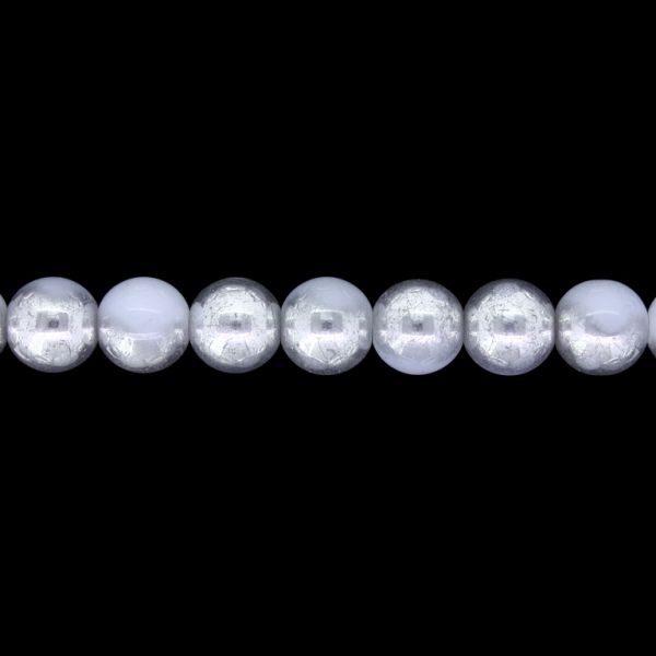 GLASS BEADS ON A STRING UV - BALL - SOLID - 10mm - GRAY (LIGHT) AND GRAY (DARK) (GLOSS) - STRING (80 pcs.) Hole-1.3mm