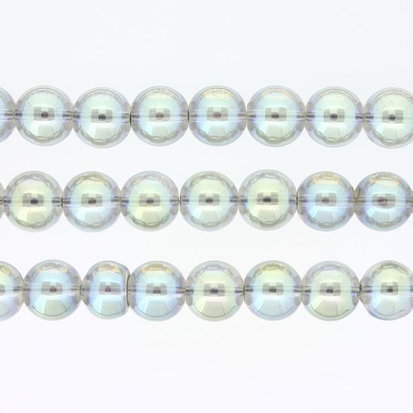 GLASS BEADS ON A STRING UV - BALL - TRANSPARENT - 10mm - BEIGE AND BLUE (RAINBOW) - PACKAGE (3х80 pcs.) Hole-1.3mm