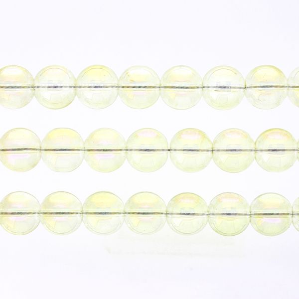 GLASS BEADS ON A STRING UV - BALL - TRANSPARENT - 10mm - YELLOW (АВ) - PACKAGE (3х80 pcs.) Hole-1.3mm