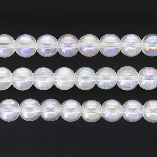 GLASS BEADS ON A STRING UV - BALL - TRANSPARENT - 10mm - TRANSPARENT (АВ02) - PACKAGE (3х80 pcs.) Hole-1.3mm