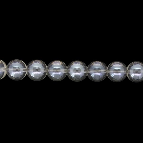GLASS BEADS ON A STRING UV - BALL - TRANSPARENT - 10mm - GRAY (GLOSS) - STRING (80 pcs.) Hole-1.3mm