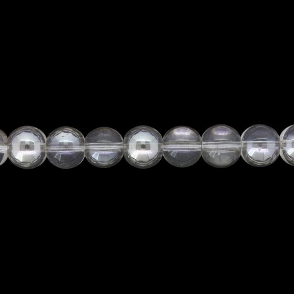 GLASS BEADS ON A STRING UV - BALL - TRANSPARENT - 10mm - GRAY (LIGHT) (GLOSS) - STRING (80 pcs.) Hole-1.3mm