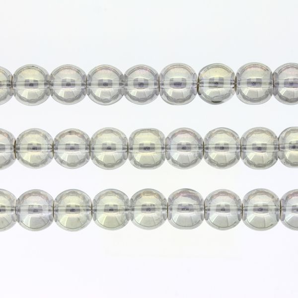 GLASS BEADS ON A STRING UV - BALL - TRANSPARENT - 10mm - GRAY (LIGHT) AND YELLOW (GLOSS) - PACKAGE (3х80 pcs.) Hole-1.3mm