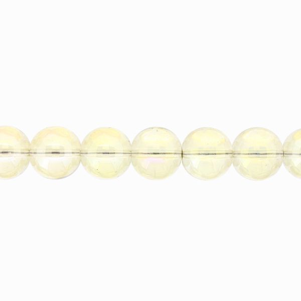 GLASS BEADS ON A STRING UV - BALL - TRANSPARENT - 12mm - ECRU (АВ) - STRING (65 pcs.) Hole-1.3mm
