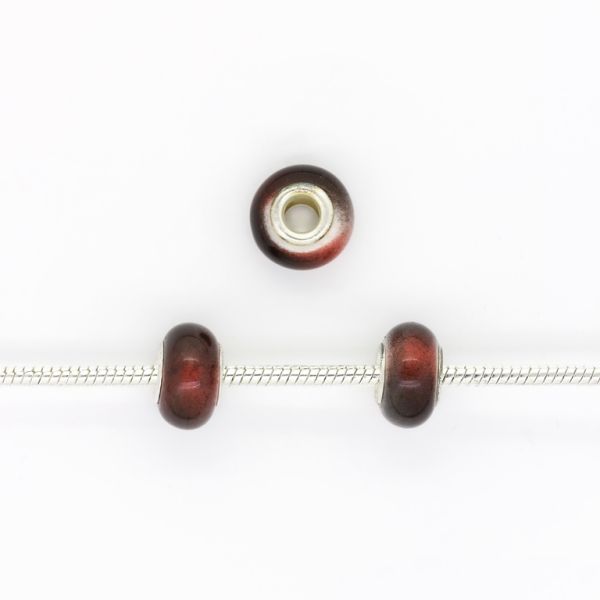 PANDORA TYPE BEADS - CERAMIC - CIRCLE - 15x9mm WHITE-ORANGE (DARK)-GRAY-BLACK 08 - PACKAGE 50pcs. Hole-5.0mm