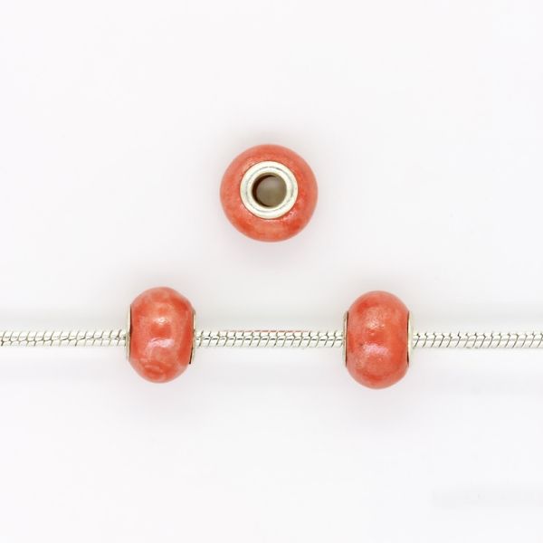 PANDORA TYPE BEADS - CERAMIC - CIRCLE - 15x11mm ORANGE 09 - PACKAGE 50pcs. Hole-5.0mm