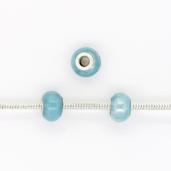PANDORA TYPE BEADS - CERAMIC - CIRCLE - 15x11mm BLUE-BLUE (LIGHT) 33 - PACKAGE 50pcs. Hole-5.0mm