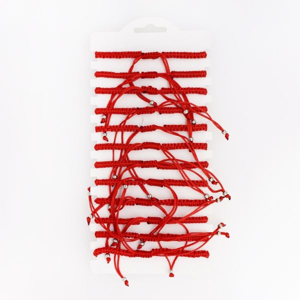 JEWELRY - MACRAME BRACELET - FLAG G110 - RED - PACKAGE 12pcs.