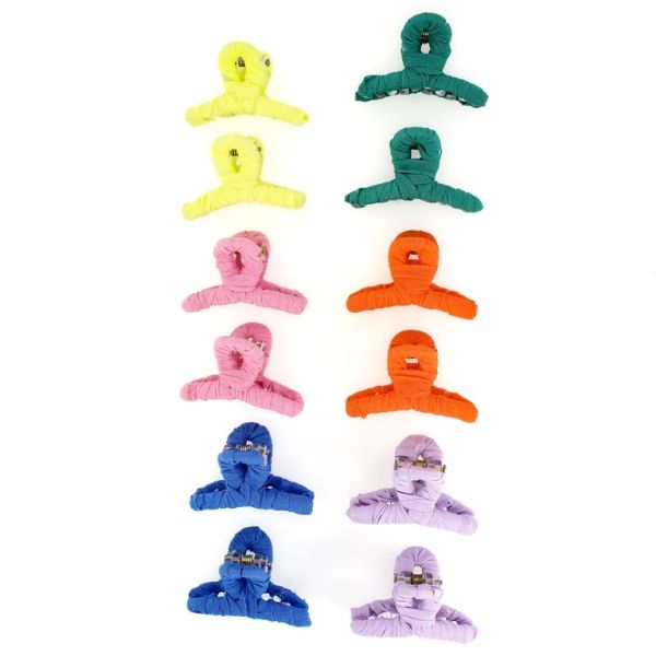 JEWELRY - HAIR CLIP - CLAW HAIR CLIP WITH TEXTILE - MODEL 13 - 4.5x3.0x3.0cm MIX COLORS 06 - PACKAGE 12pcs.