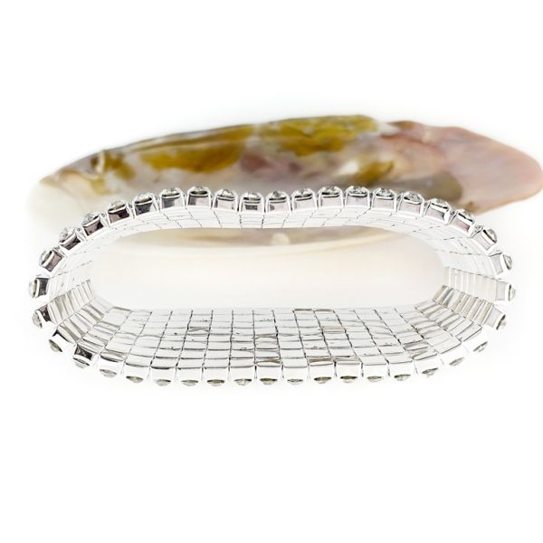 JEWELRY - ELASTIC BRACELET WITH CRYSTALS G120 - 8 ROWS - SILVER - 1pc.