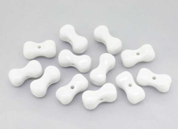 OPAQUE PLASTIC BEADS - BONE - 8.5x17mm WHITE С01 - 50g Hole-2.0mm (55pcs.)