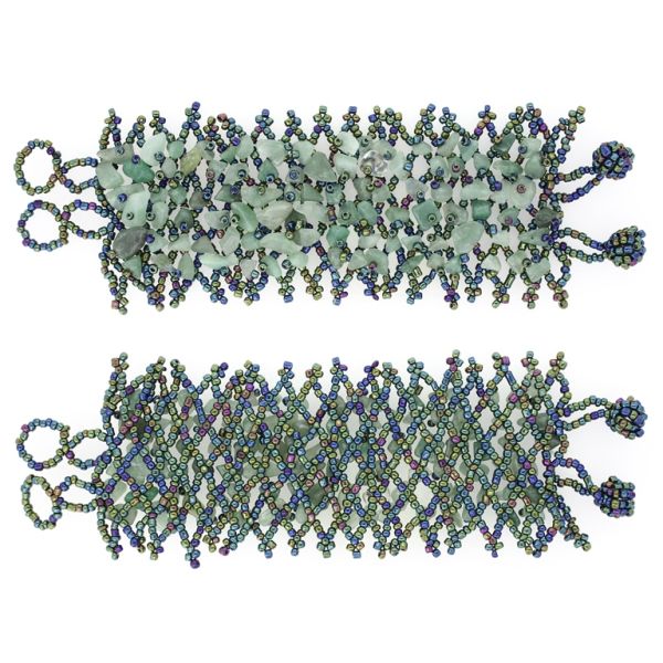 JEWELRY - BRACELET- NATURAL STONE AND SEED BEADS G121 - AVENTURINE - 18x6cm GREEN - PACKAGE 6pcs.