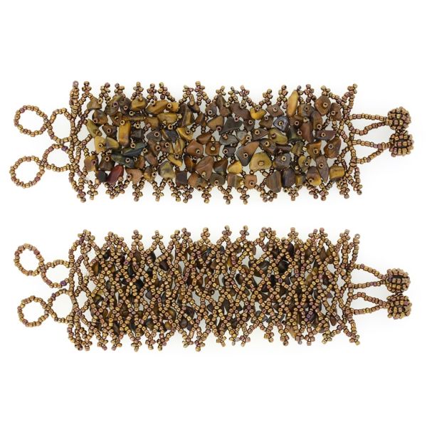 JEWELRY - BRACELET- NATURAL STONE AND SEED BEADS G121 - TIGER EYE - 18x6cm BROWN - PACKAGE 6pcs.