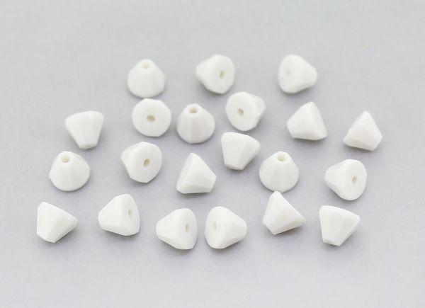OPAQUE PLASTIC BEADS - CONE - 5.5x6.5mm WHITE С01 - 50g Hole-1.5mm (375pcs.)