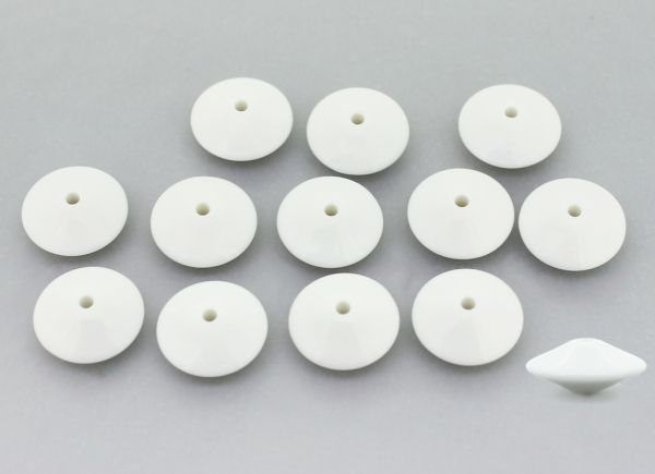 OPAQUE PLASTIC BEADS - FLYING SAUCER - 6.5x14.5mm WHITE С01 - PACKAGE 500g Hole-2.0mm (820pcs.)