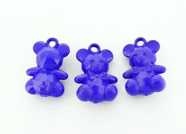 OPAQUE PLASTIC BEADS - BEAR 01 FACETED - 15x35x24mm BLUE С33 - 50g Hole-3.5mm (10pcs.)