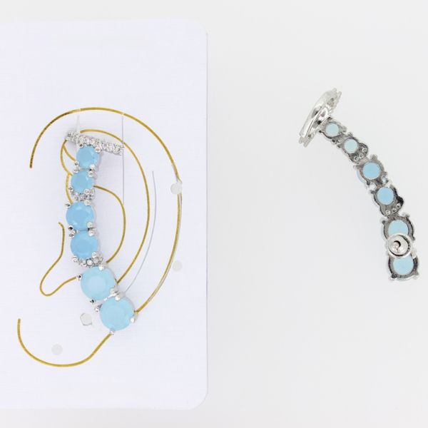 JEWELRY - EAR CUFF - RIGHT - ZIRCON Е321 - NICKEL AND BLUE (LIGHT) - PACKAGE 6pcs.