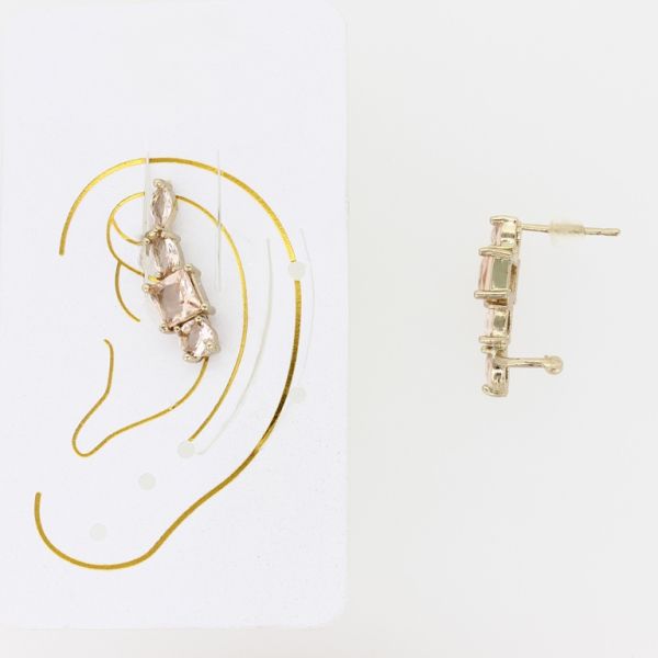 JEWELRY - EAR CUFF - RIGHT - ZIRCON Е325 - GOLD AND PEACH - 1pc.