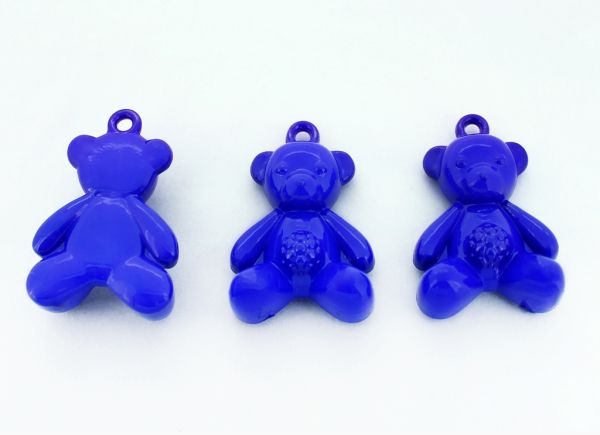 OPAQUE PLASTIC BEADS - BEAR 02 - 11x34x23mm BLUE С33 - 50g Hole-2.0mm (14pcs.)
