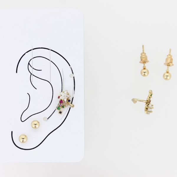 JEWELRY - EAR CUFF - ZIRCON Е333 - GOLD-WHITE - PACKAGE 6 pairs