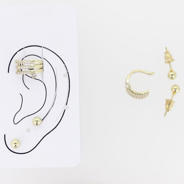 JEWELRY - EAR CUFF - ZIRCON Е342 - GOLD-WHITE - 1 pair