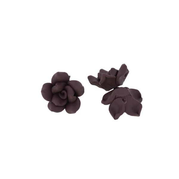 POLYMER CLAY FIMO BEADS - ROSE 01 MONOCHROME - 20x11mm BORDEAUX (LIGHT) 60 - 10pcs. Hole-2.0mm