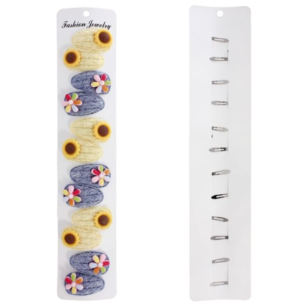 JEWELRY - METAL SNAP HAIR CLIP WITHOUT HOLE - TEXTILE AND FIMO - MODEL 01 ASSORTED - 4.5x2.5cm MIX COLORS 02 - PACKAGE 12pcs.