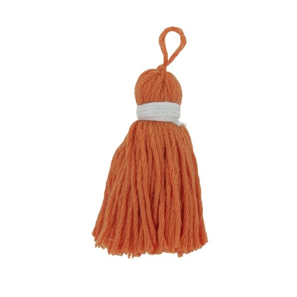 TEXTILE BEADS - TASSEL COTTON - 5.0cm ORANGE-GRAY (LIGHT) 159 - 5pcs.