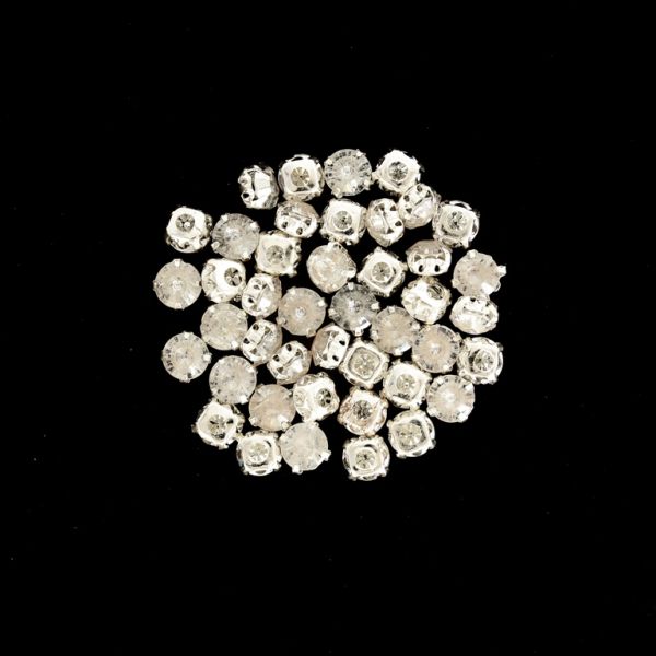 BEADS FOR SEWING - ACRYLIC CRYSTALS WITH METAL BASE - CIRCLE 8x5mm - TRANSPARENT AND SILVER - PACKAGE 100g (485pcs.)