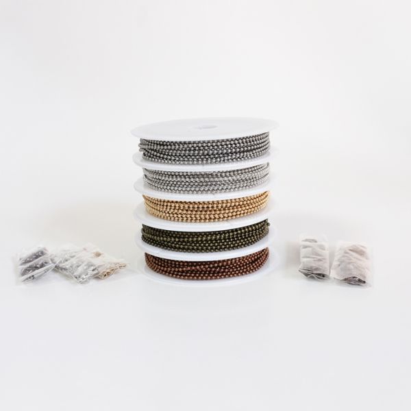 METAL CHAIN SET - BALL CIRCLE - 1.5mm MIXED COLORS - PACKAGE (5 rolls)