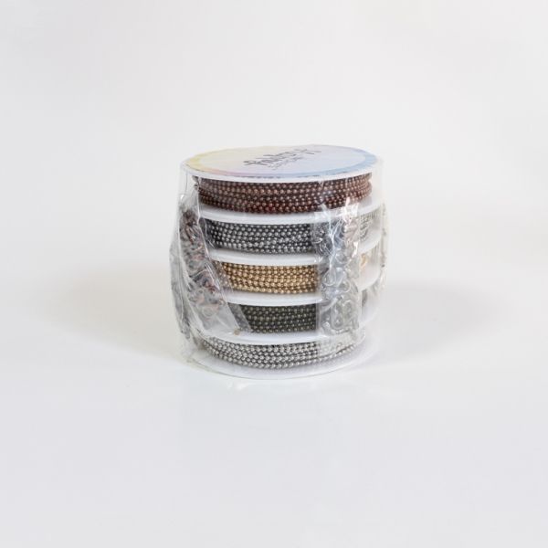 METAL CHAIN SET - BALL CIRCLE - 1.5mm MIXED COLORS - PACKAGE (5 rolls)