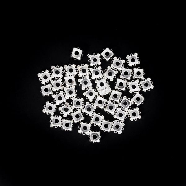 BEADS FOR SEWING - METAL BASE- FOR CIRCLE 8mm - SILVER - PACKAGE 100g (600pcs.)