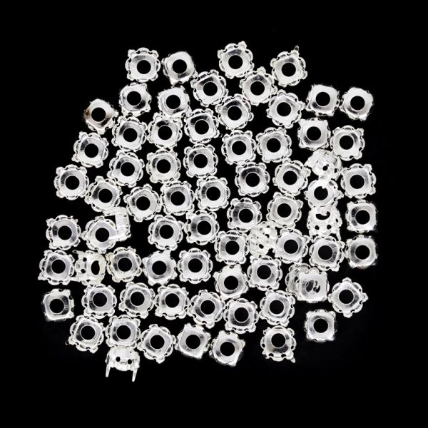 BEADS FOR SEWING - METAL BASE- FOR CIRCLE 10mm - SILVER - PACKAGE 100g (520pcs.)