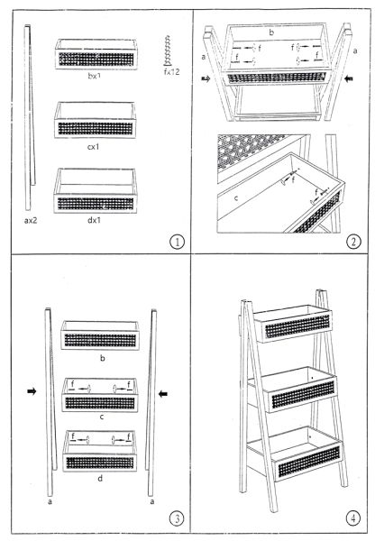 THREE TIER DECORATIVE SHELF - MODEL 01 - 43x92cm NATURAL (DARK) - 1pc.