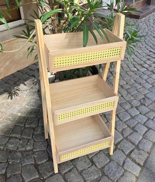 THREE TIER DECORATIVE SHELF - MODEL 01 - 43x94cm NATURAL (LIGHT) - 1pc.