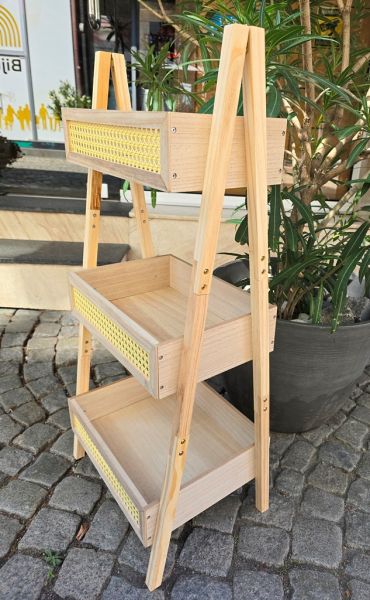 THREE TIER DECORATIVE SHELF - MODEL 01 - 43x94cm NATURAL (LIGHT) - 1pc.