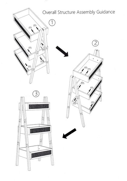 THREE TIER DECORATIVE SHELF - MODEL 01 - 43x94cm NATURAL (LIGHT) - 1pc.